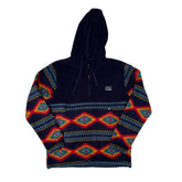 Free Nature Fleece Pullover Hoodie Jacket, Mens Size M, Southwestern Pattern, Dark Blue